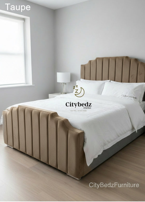 Plush Velvet Panel Bed Frame – Vertical Panel Design