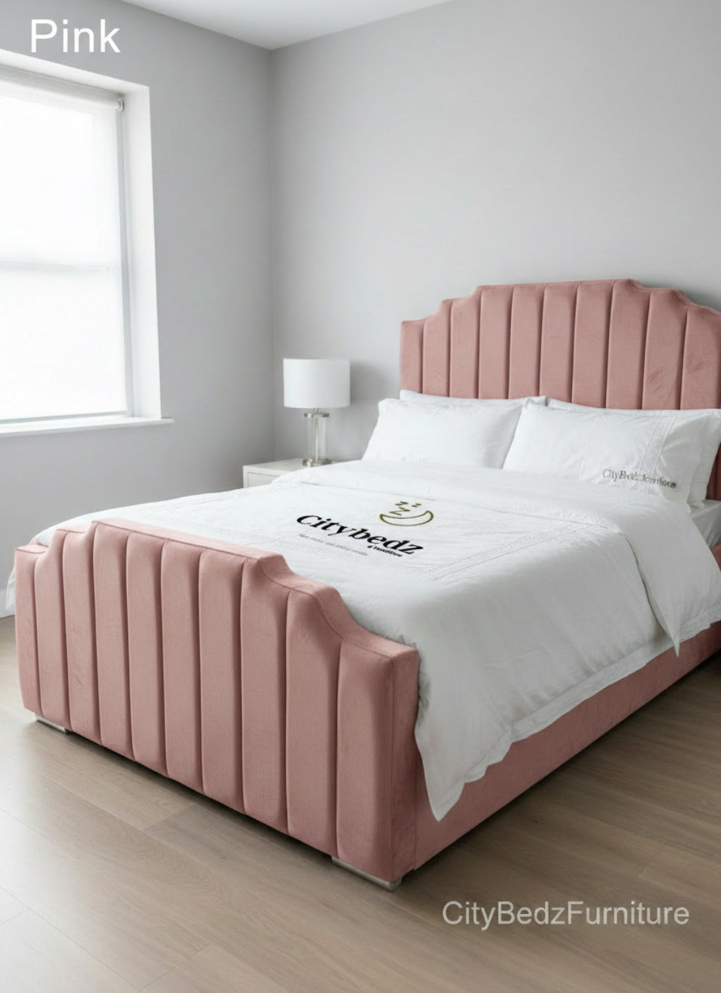 Plush Velvet Panel Bed Frame – Vertical Panel Design