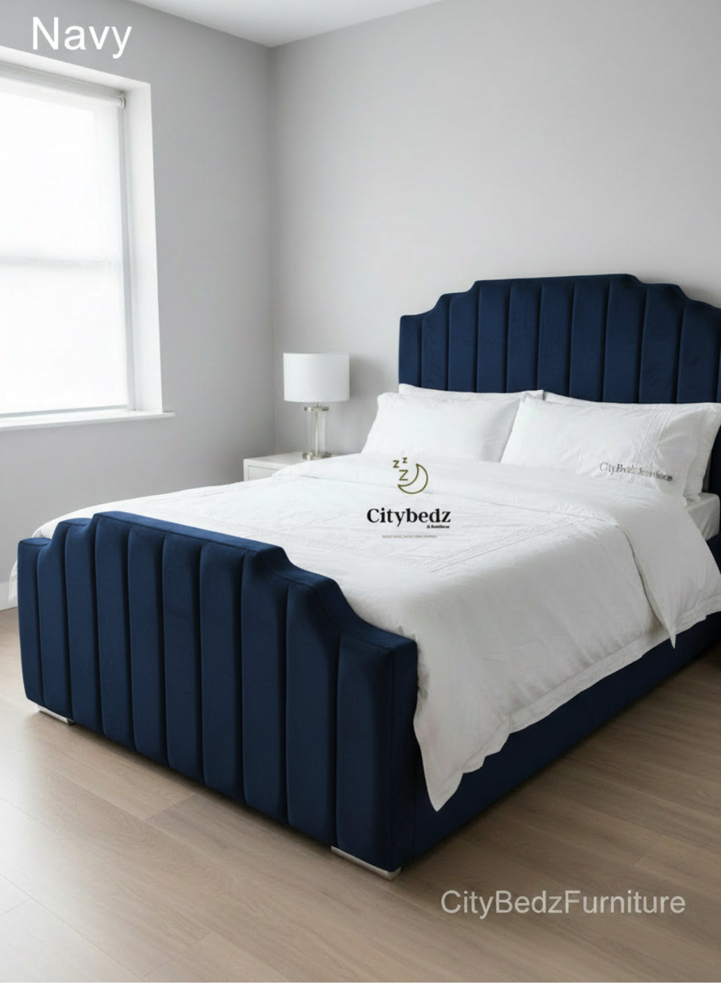 Plush Velvet Panel Bed Frame – Vertical Panel Design