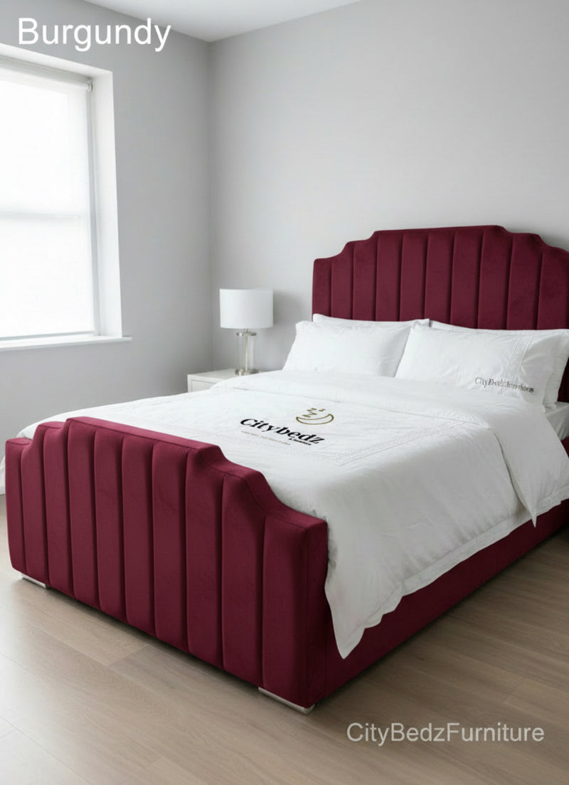 Plush Velvet Panel Bed Frame – Vertical Panel Design