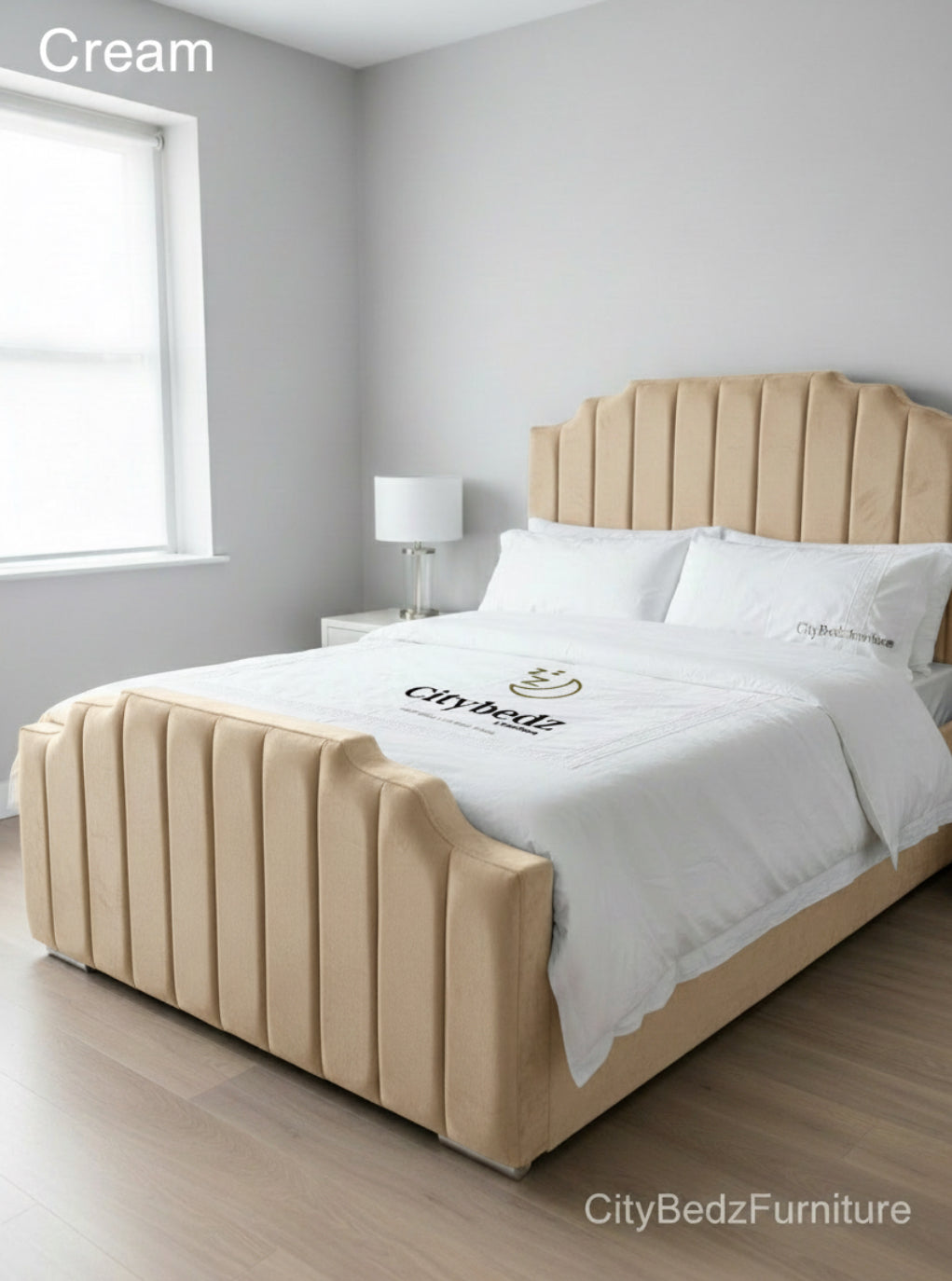 Plush Velvet Panel Bed Frame – Vertical Panel Design