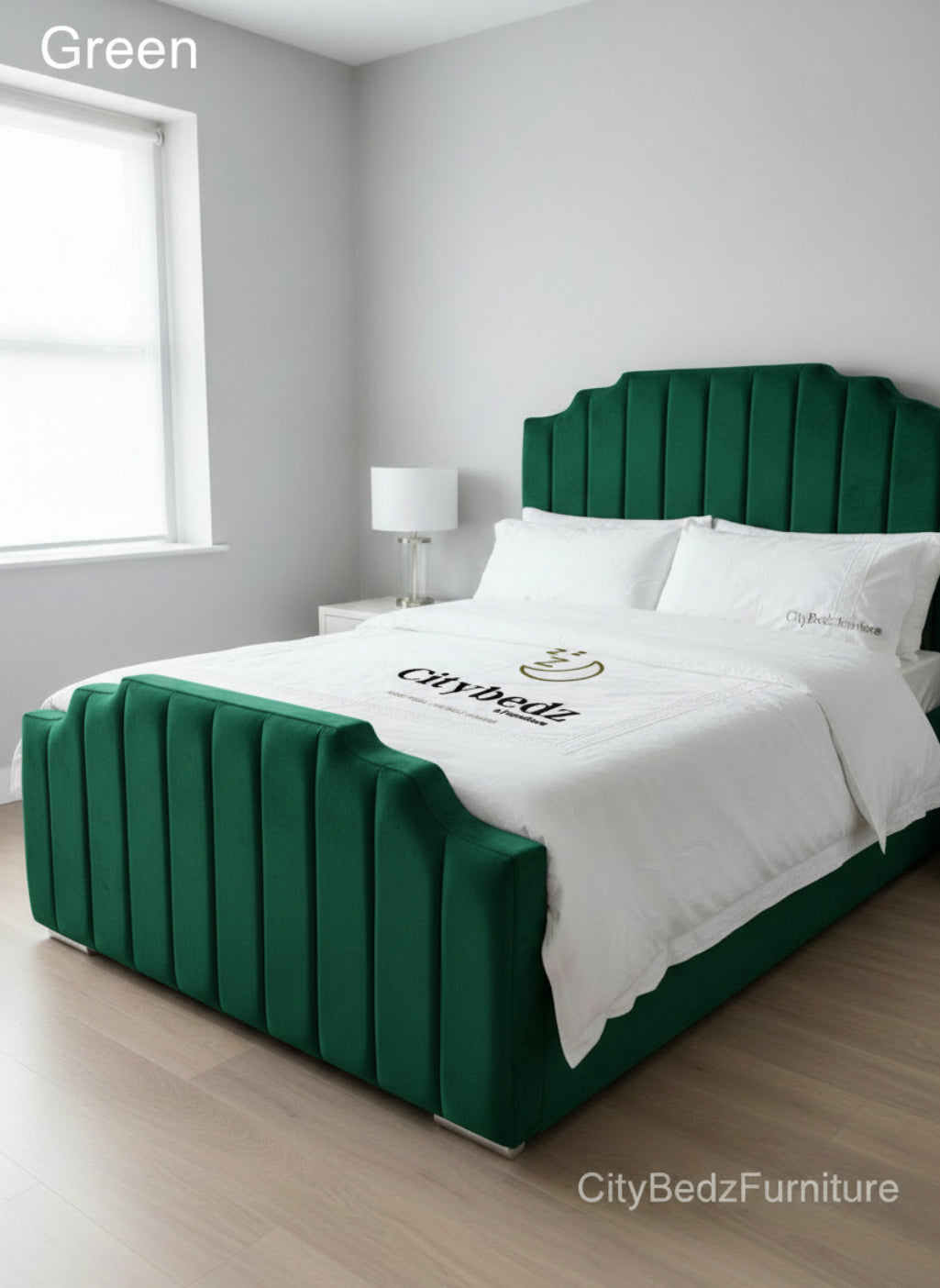 Plush Velvet Panel Bed Frame – Vertical Panel Design