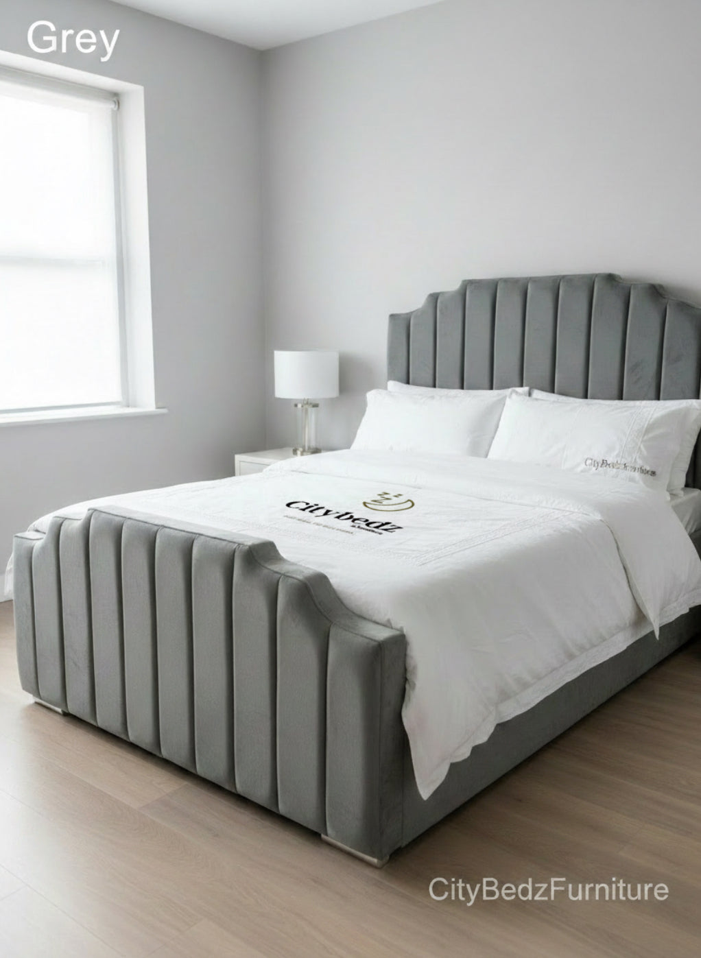 Plush Velvet Panel Bed Frame – Vertical Panel Design