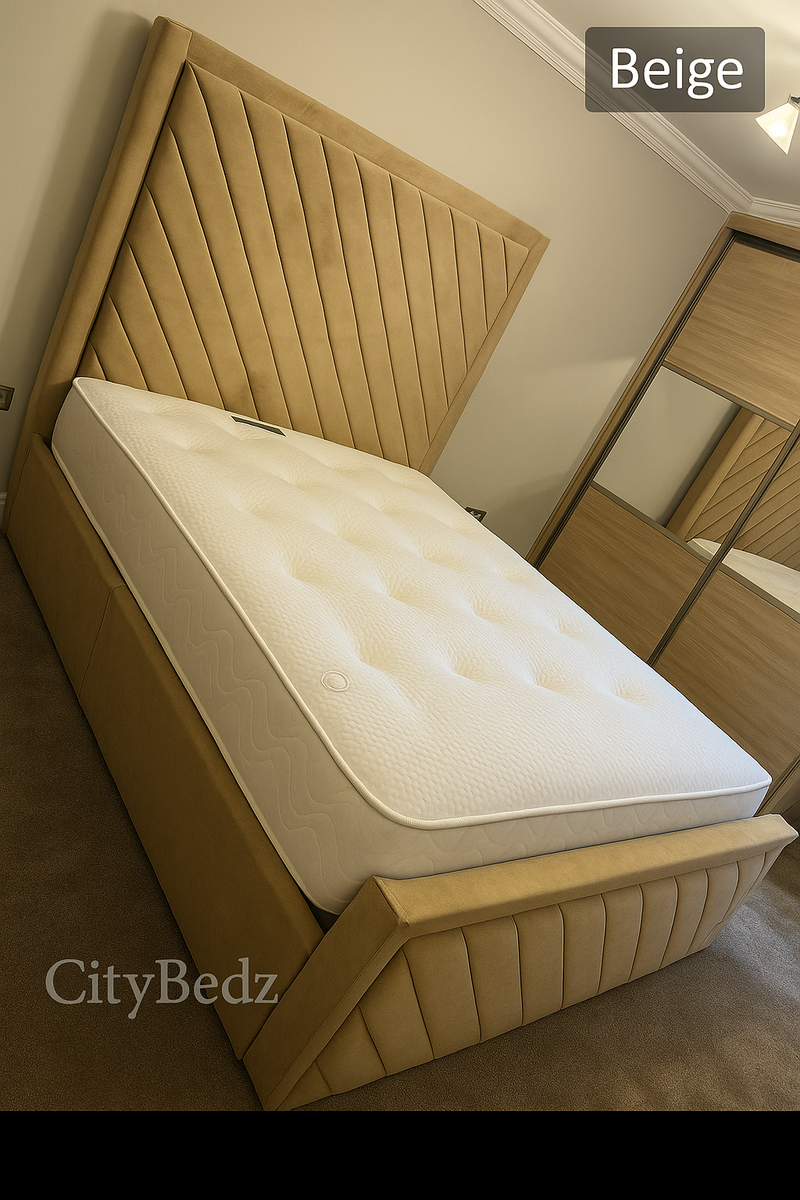 Plush Velvet Chevron Panel Bed