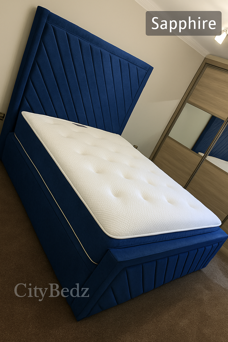 Plush Velvet Chevron Panel Bed