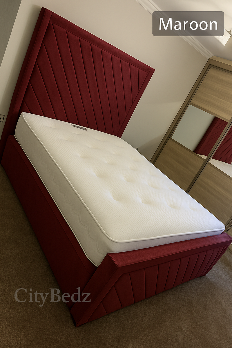 Plush Velvet Chevron Panel Bed